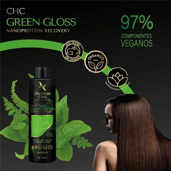 Alisado Vegano Green Gloss Nanoproteínas 500ml - Imagen 4