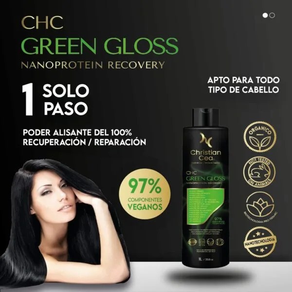 Alisado Vegano Green Gloss Nanoproteínas 500ml - Imagen 5